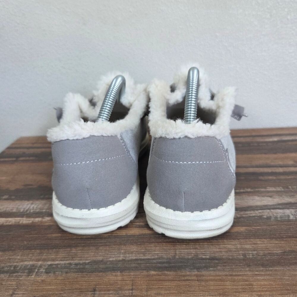 Hey Dude Wendy Corduroy Gray Woman's Slip-on Faux Fur Lining Shoes Size 9 - Picture 4 of 9